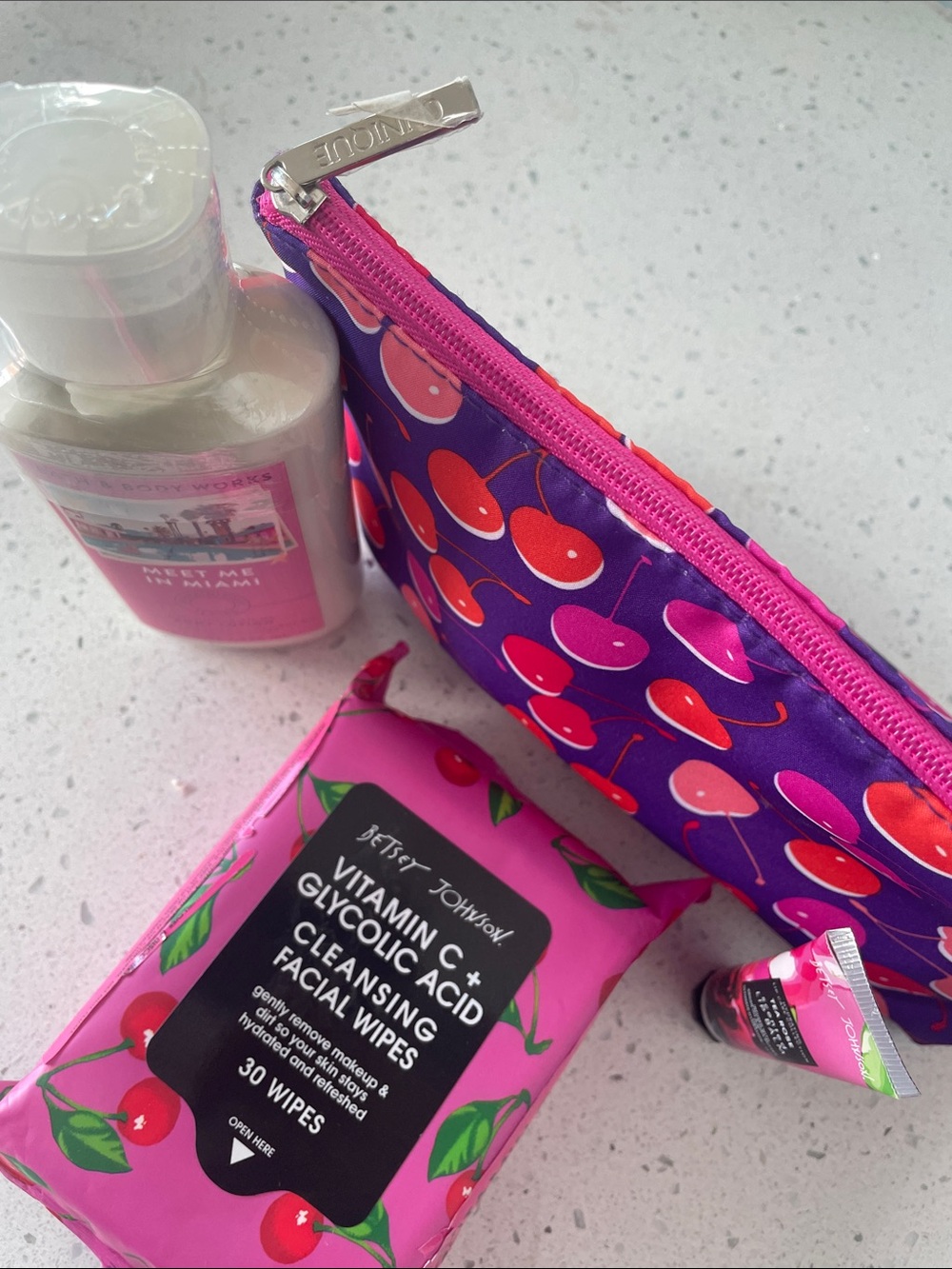Bundle -Clinique Makeup bag, BBW lotion, Betsey Johnson face wipes, and lip balm - Picture 2 of 3